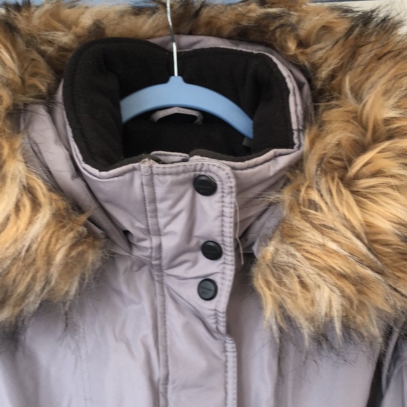 Steve‎ Madden, Madden Girl, puffer coat. large L/G. Gray, hooded faux fur. NWOT - Picture 3 of 11